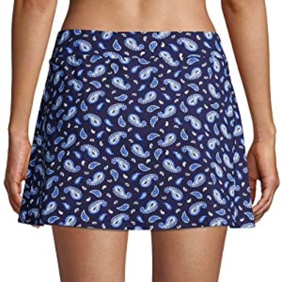Lands' End Swim Nwot Lands End Womens Mid Waisted Blue Swim Skirt And Liner Size 6 6 4c07
